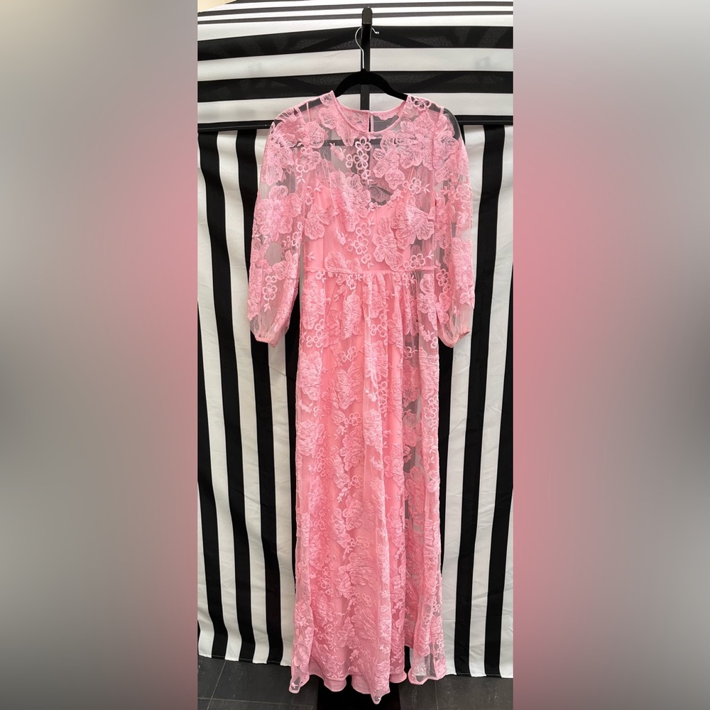 Monique Lhuillier Pink Lace Gown